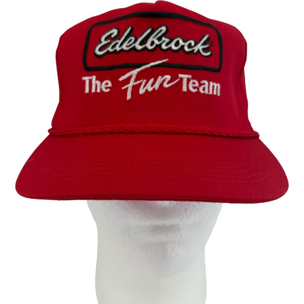 Edelbrock The Fun Team Snapback Hat Red Vintage Racing Cap